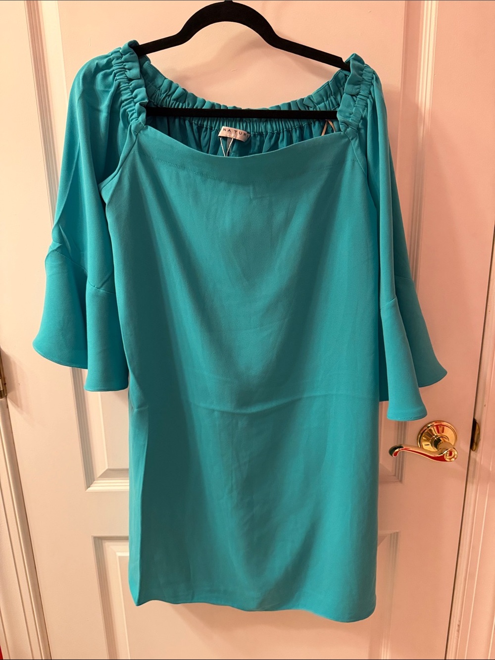 Trina Turk Teal Off-the-Shoulder Dress